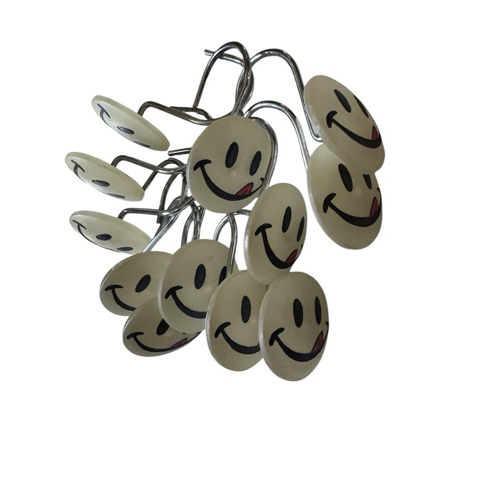 Vintage Joe Boxer Smiley Face Shower Curtain Hooks Set of 12 Bathroom‎ Retro